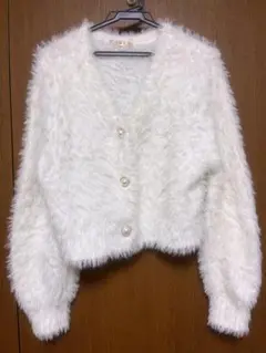 ファー カーディガン ホワイト