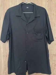 ユニクロ UNIQLO オープンカラーシャツ 半袖 シャツ ブラック M