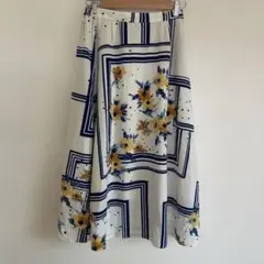LHELBIEレルビエ花柄ストライプロングスカート春夏薄手