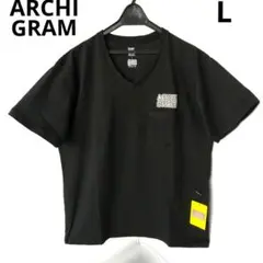 ARCHI GRAM アーキグラム VネックTシャツ 黒 L 綿100%
