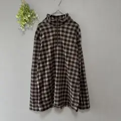 イグニオ［M］薄手軽やか◎シックで大人っぽい◎チェック柄ハーフジップ長袖フリース