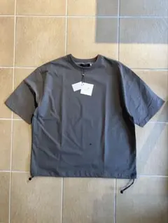 DUAL VOICE シャツ+カットソー切替ドロスト付きTシャツ　チャコール　M