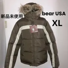 【新品タグ】Bear USA ダウンジャケット XL オリーブ色 ラクーンファー