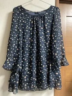 チュニック　カットソー　長袖　ネイビー　紺　M