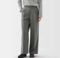 無印良品　婦人　撥水　タックストレートパンツ　グレーS