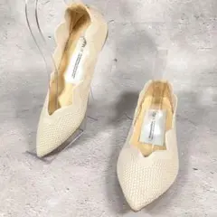 【人気デザイン】極美品 Offen【37】オッフェン ポインテッドトゥ フラット