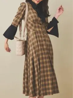 切替シャツワンピース　チェック