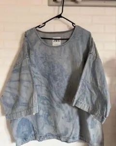 ZARA デニム風オーバーサイズ Tシャツ　マーブル