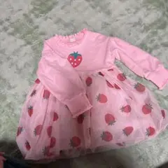 いちご柄ピンクドレス サイズ90cm