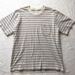 メンズ　DANTON　ボーダー　Tシャツ　ロゴワッペン　胸ポケット　42