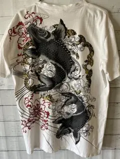 ⭕️和柄　Ｔシャツ のぼり鯉　鯉　白　ホワイト　3Ｌサイズ