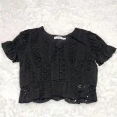 MOUSSY カットワーク ブラウス トップス ブラック S