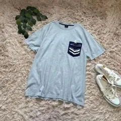 6160❃半袖Tシャツ❃カットソー/マリンテイスト/イカリ/柔らか/グレー/L