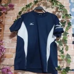 ミズノMIZUNO★シャツ ストレッチネイビー×ホワイトSサイズ
