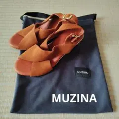MUZINA ブラウン スエード サンダル ヒール付き