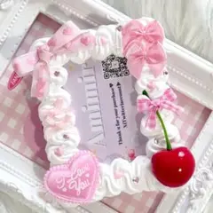 硬質ケース ホイップデコ トレカケース さくらんぼハートリボン ピンク