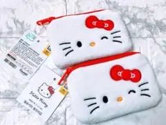 【日本未発売】韓国限定　Hellokittyハローキティ　ポーチ赤・ピンク2点①
