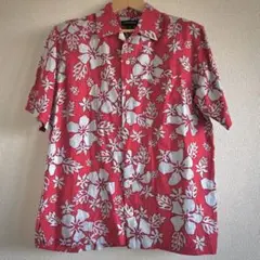 【美品】LANDS' END / アロハシャツ / 赤 / Mサイズ