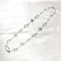 3色の大粒真珠 と シルバー925の ネックレス 約76cm