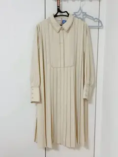 美品☆CELFORD Aラインシャツプリーツワンピース アイボリー 36サイズ