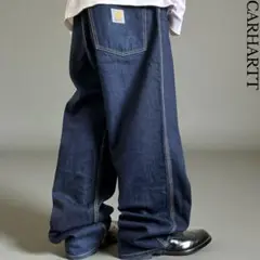 00s CARHARTT W32L32 リジッドワイドデニムパンツ ボタンフライ