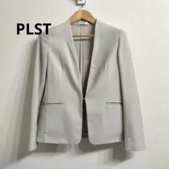 美品❤PLST ベージュ ノーカラージャケットM 春夏