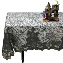 【新商品】レーステーブルクロス ハロウィン柄 パーティー 敷物 シート 黒