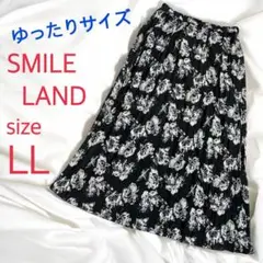 【新品】SMILE LAND 花柄プリーツスカート LLサイズ　ロング　ゆったり