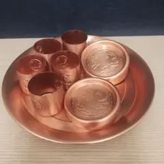 純銅製コップと皿のセット