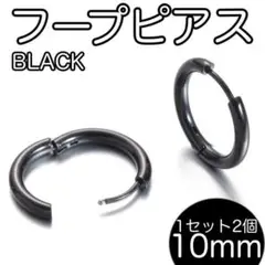 リングピアス フープ 10mm 2個 ブラック レディース ステンレス メンズ
