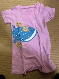 半袖ピンクロンパース 80