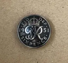 幸せを運ぶ ６ペンス コンチョ イギリス 1951 SR