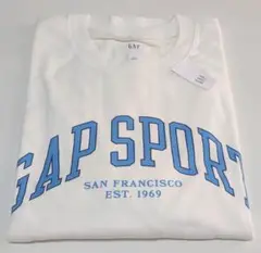 GAP グラフィック フレンチテリー スウェット5分袖Tシャツ 白ホワイトL