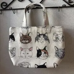 新品 フレンズヒル ミニトートバッグ アイボリー トートバッグ ねこ ネコ 帆布