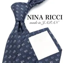 【極美品】NINA RICCI NRロゴ パターン 光沢感 ネイビー 紺