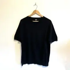 廃盤　UNIQLO ウォッシャブルクルーネックセーター 半袖ブラック　黒　 XL