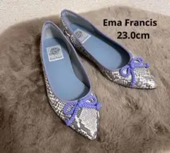 極美品♡ エマフランシス パイソン柄 リボン フラットパンプス