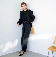 シークレットトロフィー　フリルオールインワン フォーマル ネイビー