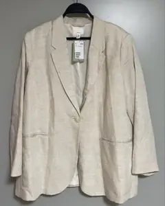 新品 H&M リネン素材 テーラードジャケット ベージュ XLサイズ