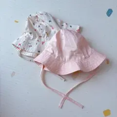 未使用‼︎美品　H&M ハットセット2-6ヶ月 花柄 無地　ベビー帽子