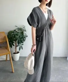 レースアップバックリボンオールインワン
