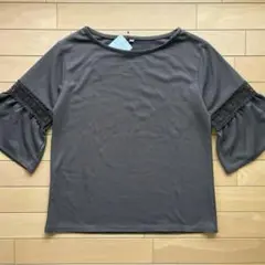【新品】しまむら 5分袖 袖フレア レース カットソー