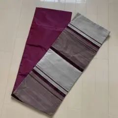 赤紫とグレーのストライプ 128cm×25cm