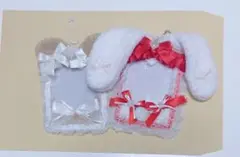 ♡現品販売♡ デコ硬質ケース レッド 赤 ハート うさみみくまさん B7サイズ