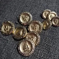 金ボタン　まとめ売りアメリカ合衆国デザイン 大6個　小4個