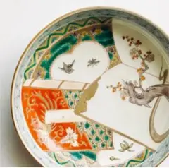 古伊万里赤絵花鳥図皿 色絵 伊万里焼や九谷焼、有田焼や骨董市がお好きな方にも