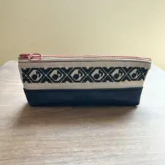 ペンケース　ポーチ　音符のこぎん刺繍　ピアノ　発表会記念品