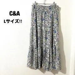 C&A シーアンドエー 美品⭐︎ 花柄スカート ロング丈 大きいサイズ L 花柄