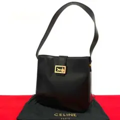 極 美品 保存袋付き セリーヌ 馬車金具 カーフレザー トートバッグ ブラック
