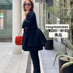rosy monster ノーカラープックリジャケット　ブラック　ダブルジップ